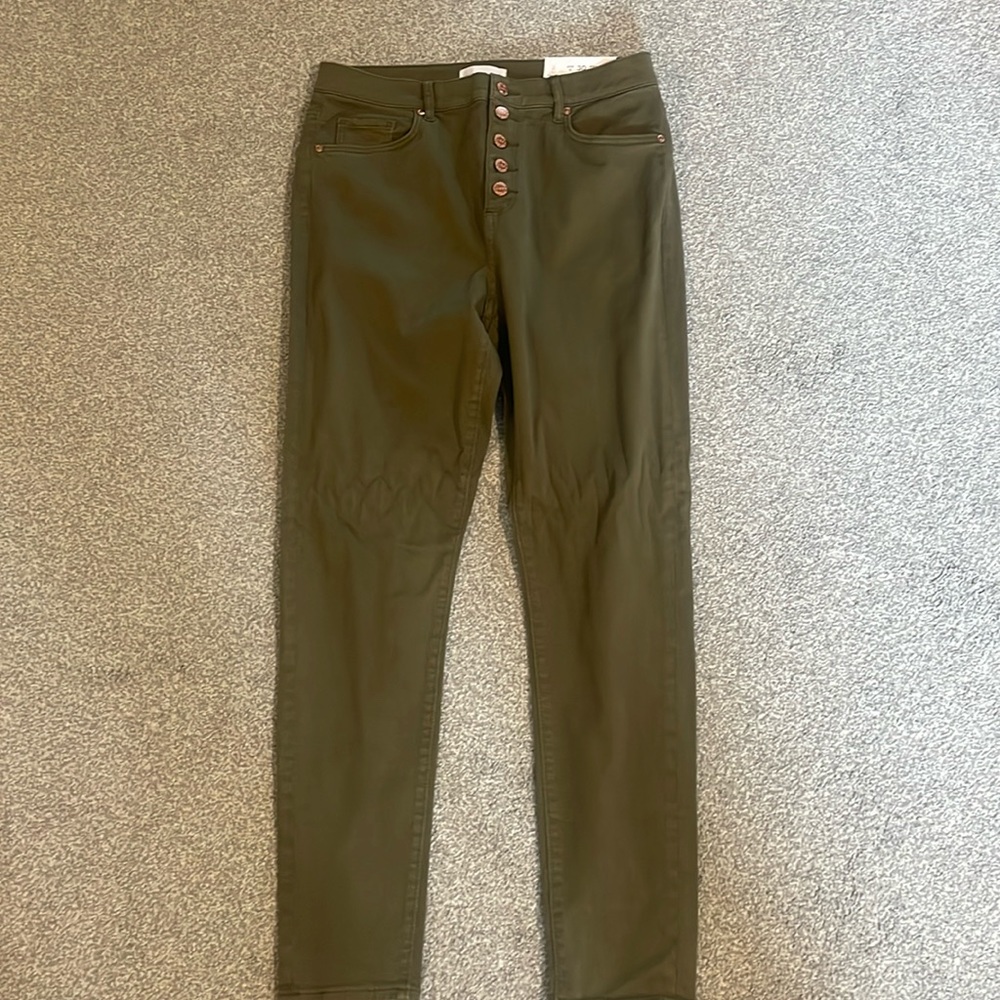 Loft Hugh Waist Skinny Ankle Olive Green Jeans Size 10/30 NWT